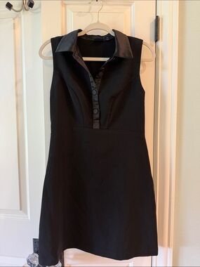 Sleeveless Black Collared Mini Dress